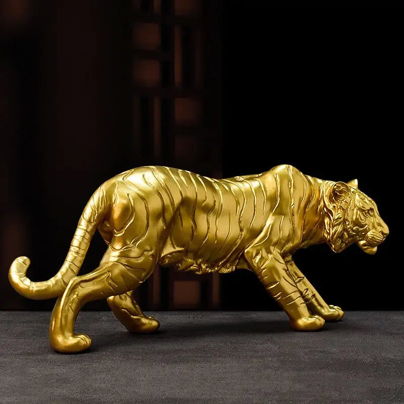 Figurines de tigre doré en résine