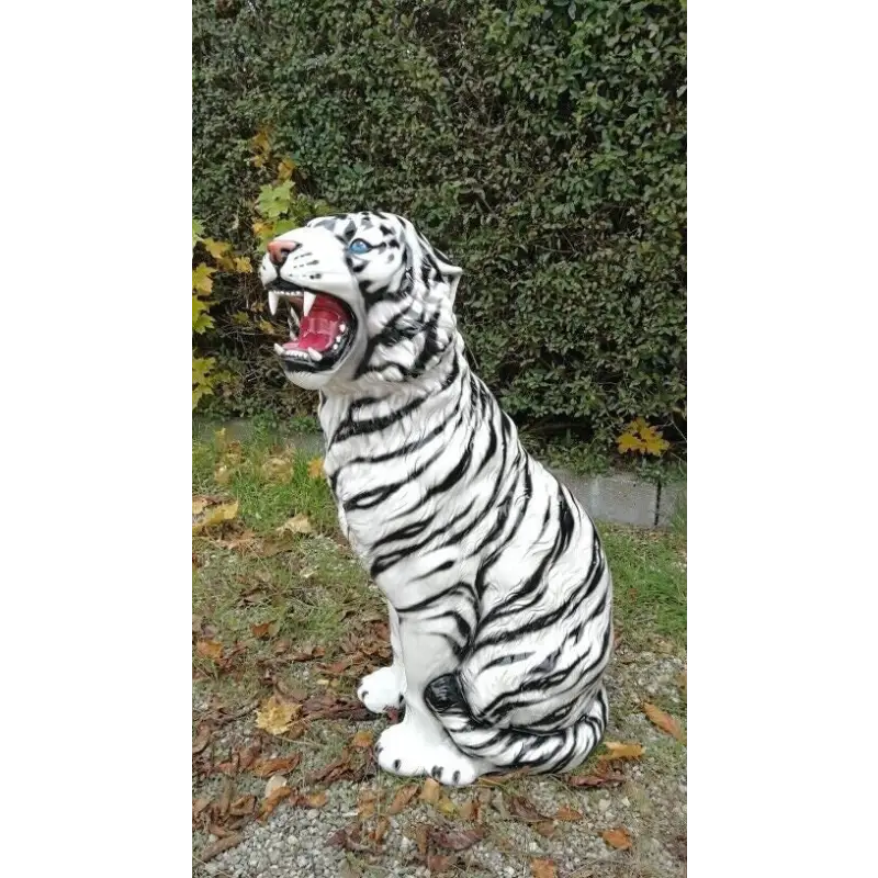 Statue tigre blanc assis 70cm
